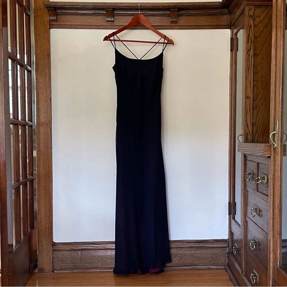 Vintage Chiffon Navy Evening Gown